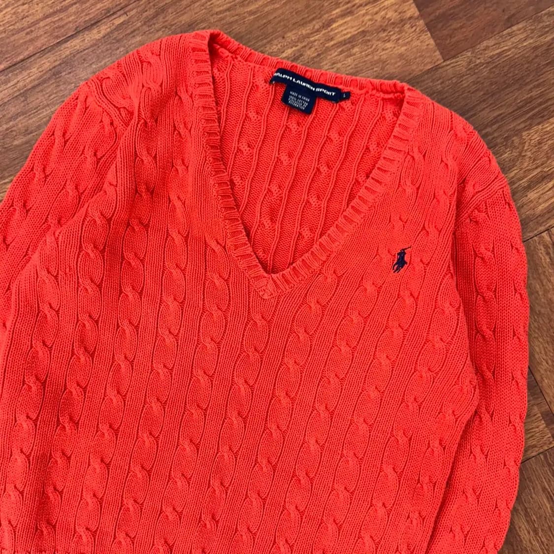 여성용 L 폴로 랄프로렌 폴로스포츠 V넥 케이블 니트  상품이미지2