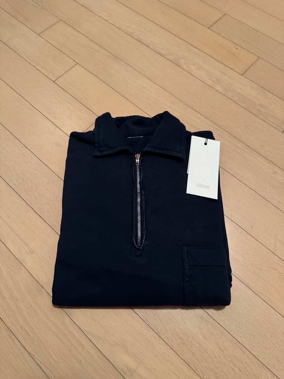 [4, 5] 아프레쎄 빈티지 라이트 웨이트 하프 집 스웻셔츠 네이비 상품이미지2