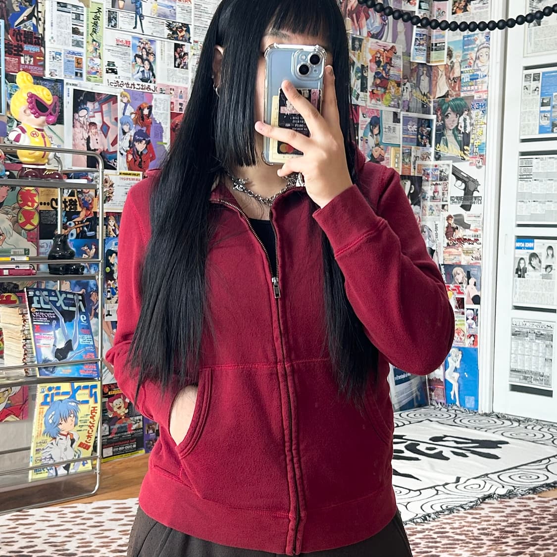 JPN 백넘버 버건디 후드집업 상품이미지2