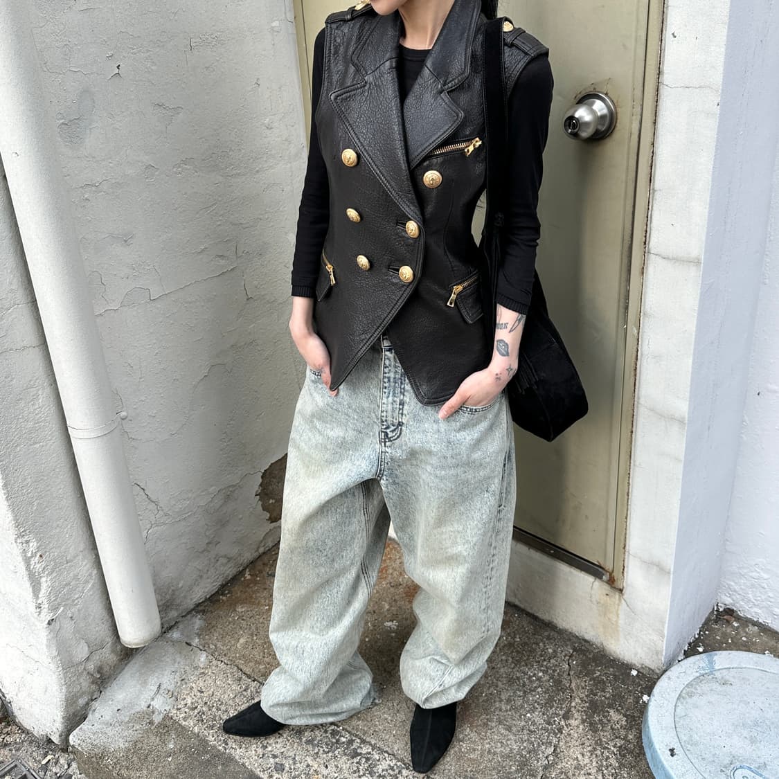 (레어) 2010 아카이브 발망 가죽 나폴레옹 버튼 베스트 상품이미지1