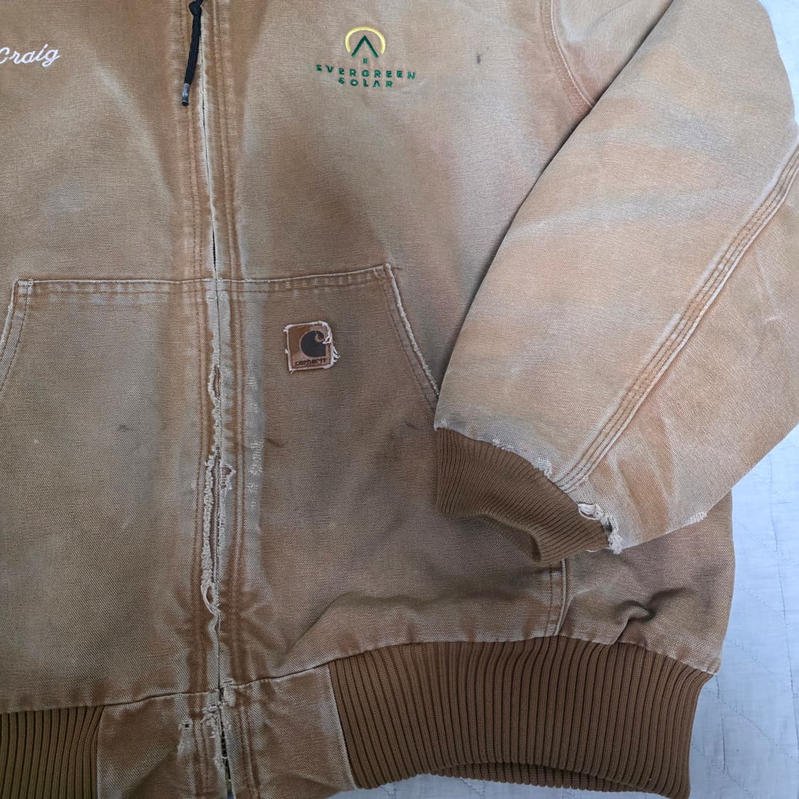 [2XL] 00s 빈티지 칼하트 j130 BRN 트래쉬드 페이드 워크자켓 상품이미지3