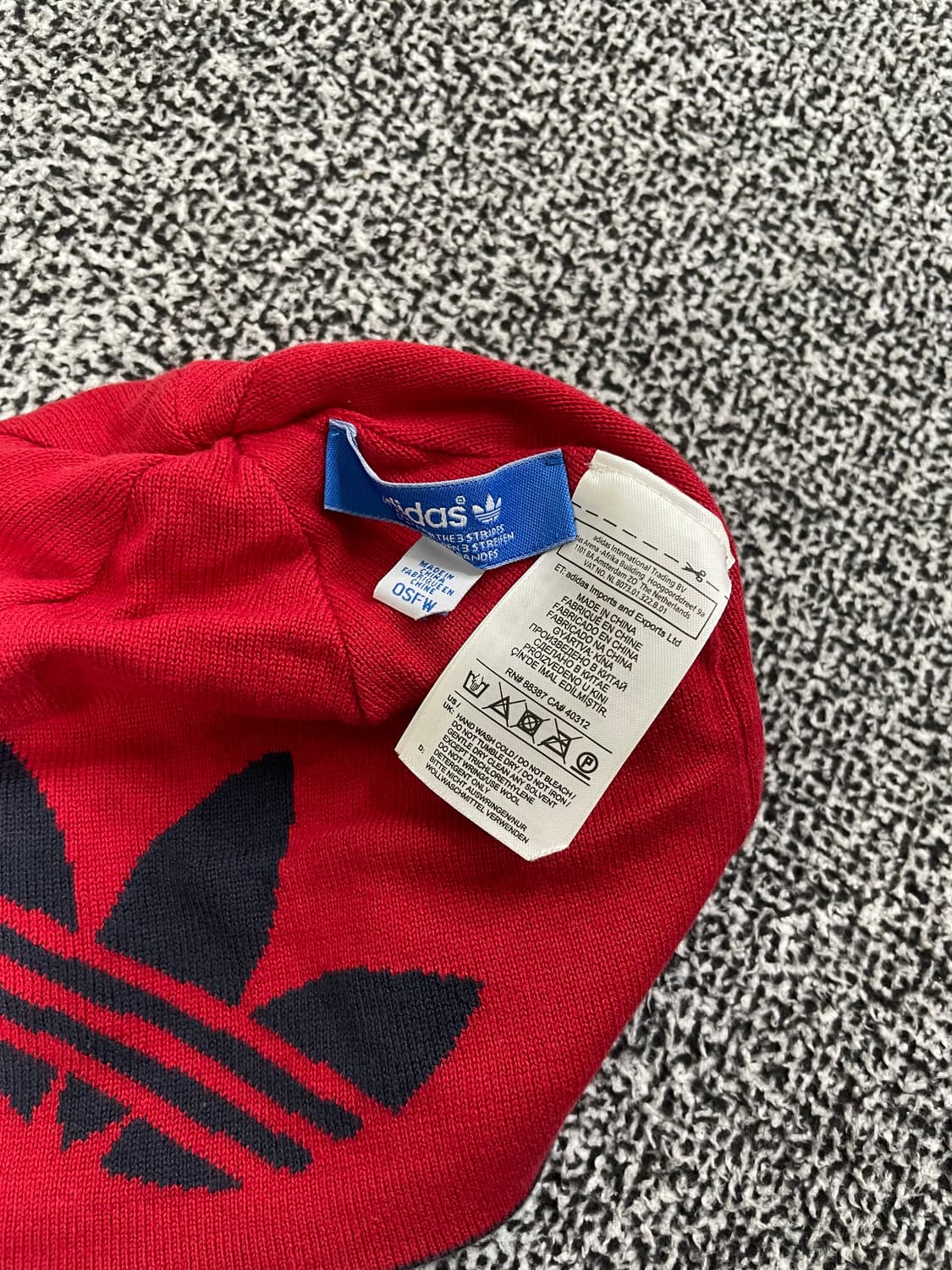 빈티지9. 희귀! 아디다스 파이어버드 로고 비니 얇은 니트 네이비 레드 상품이미지4