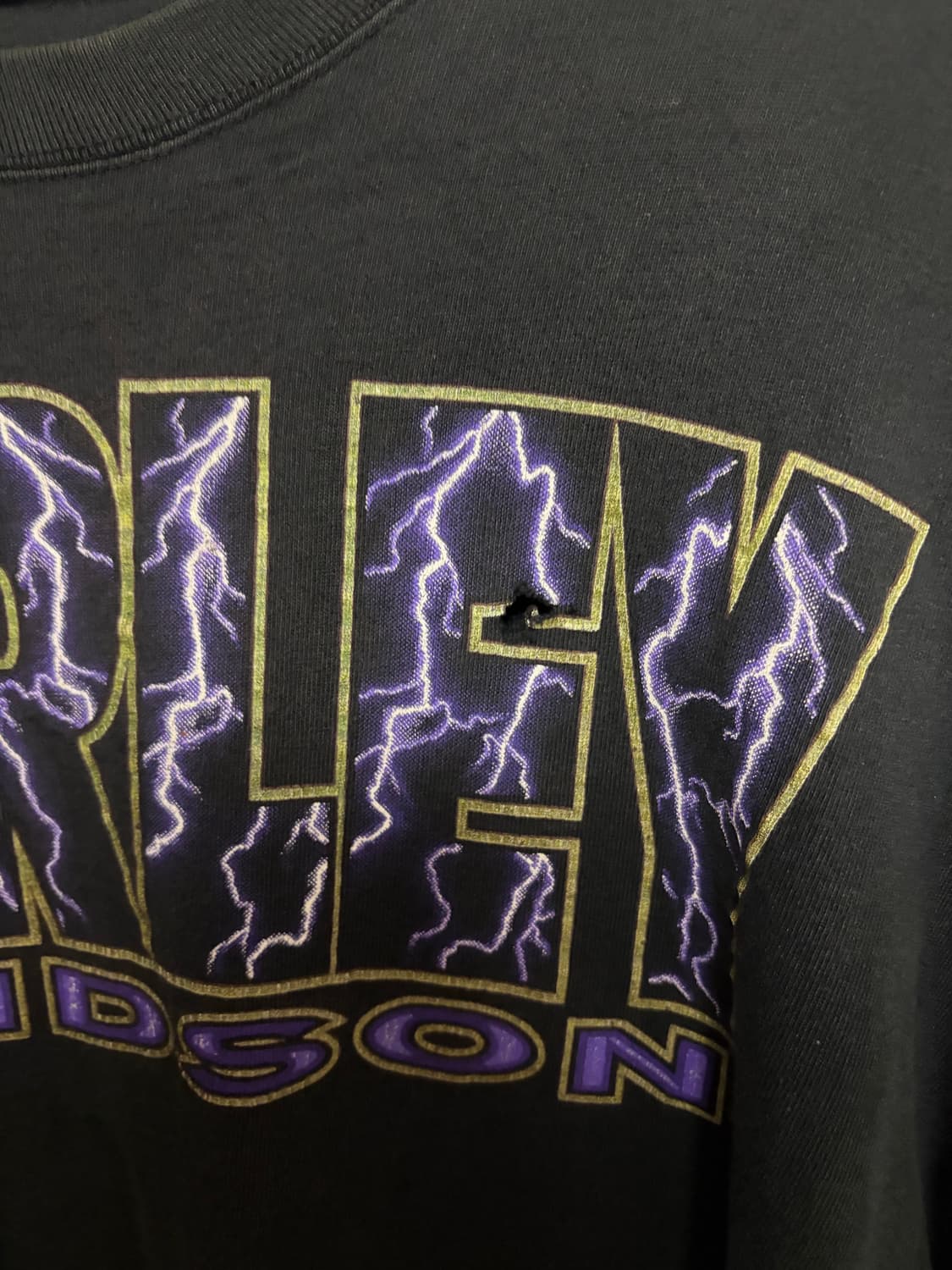 [L] 90s 할리데이비슨 빈티지 롱슬리브 라이트닝 번개 USA 상품이미지3