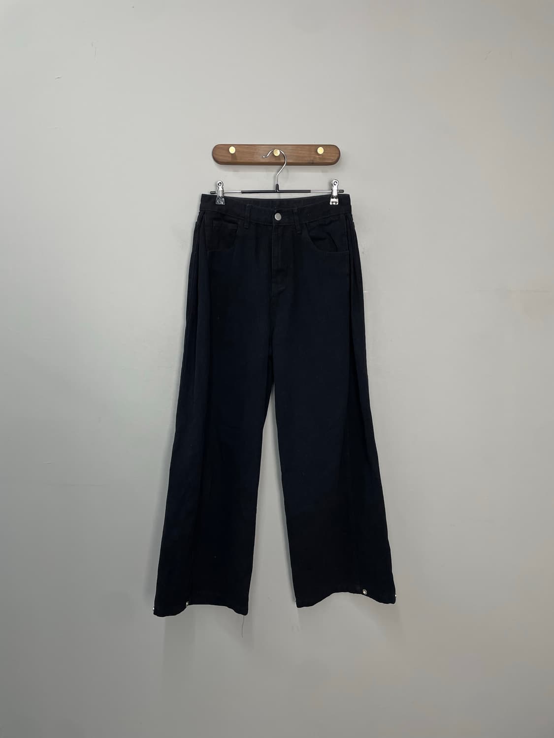 빈티지 블랙 코튼 와이드 팬츠 H1543 상품이미지3