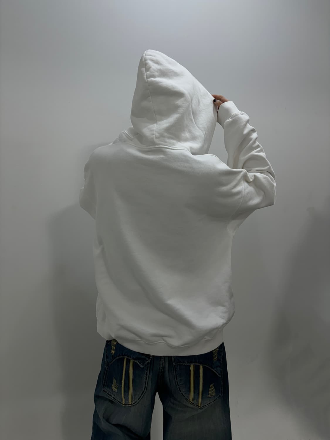 화이트 새상품 디스테인 세미크롭투웨이후드 상품이미지6