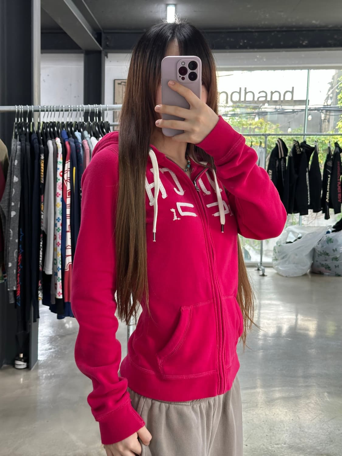 아베크롬비 후드집업 스트로베리 핑크 상품이미지3