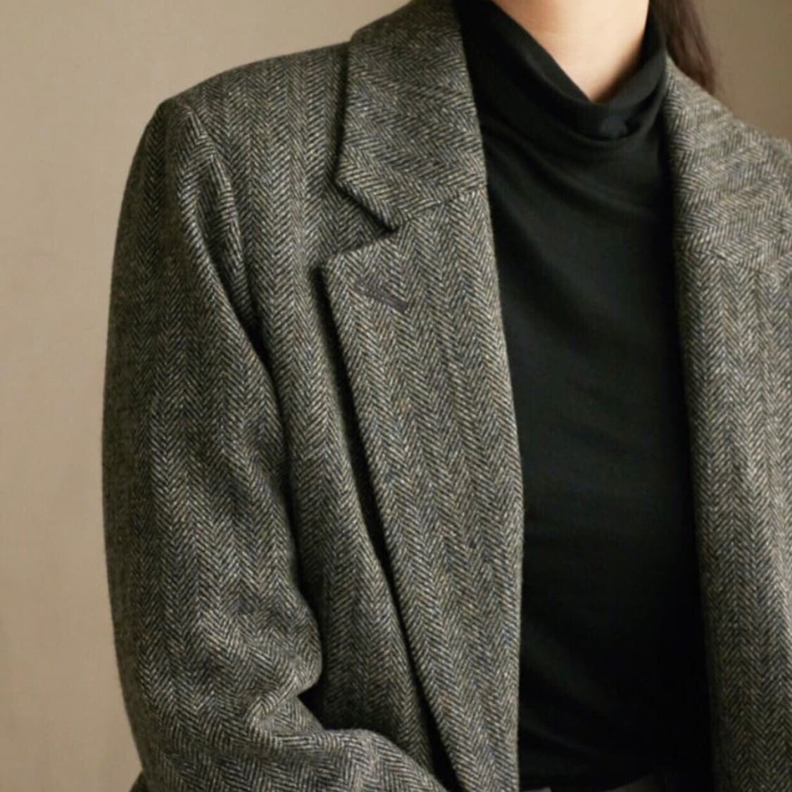 모아니(MOANI) 헤링본 울자켓 프리사이즈 새상품 상품이미지2