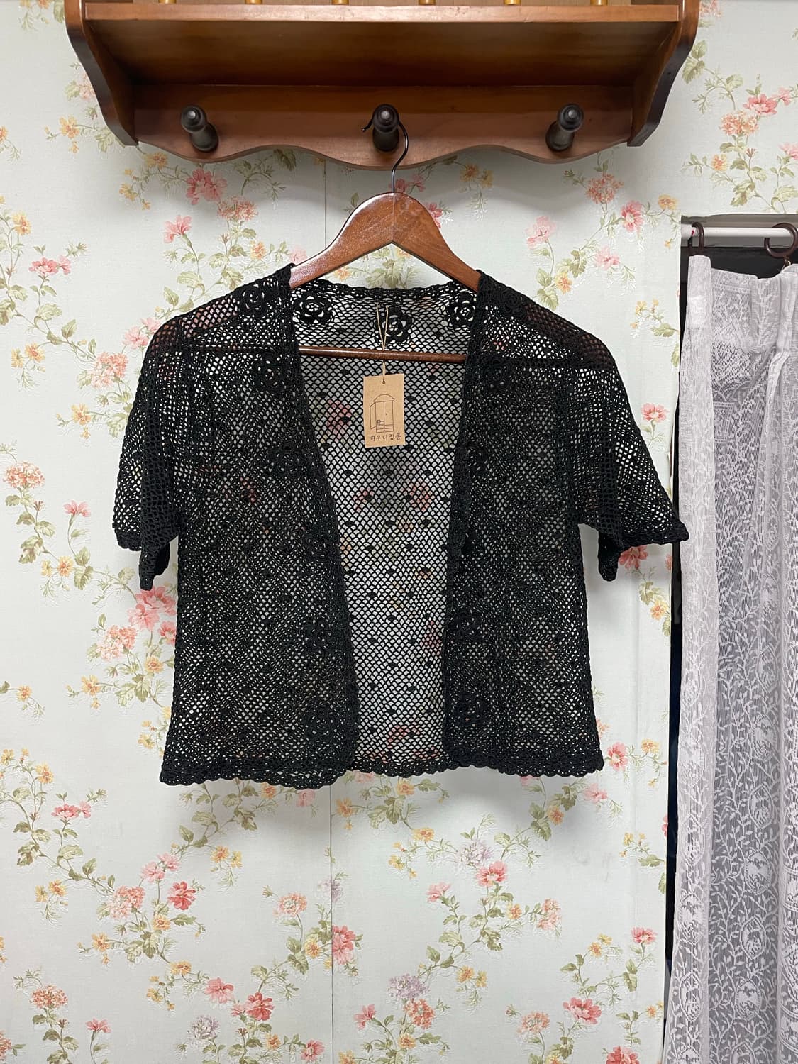 그물 반팔 크롭 가디건 상품이미지1