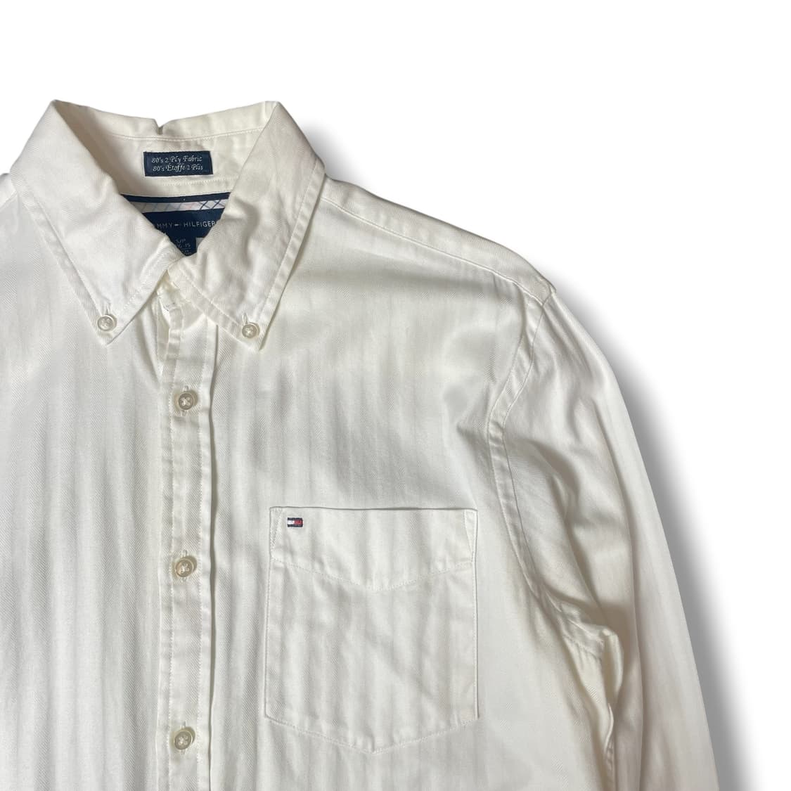 타미힐피거 옥스퍼드 코튼 미니로고 화이트 셔츠 S 상품이미지3