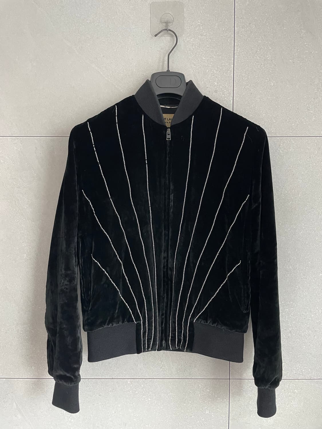 생로랑 fw15 라인스톤 벨벳 블루종 봄버자켓 상품이미지4