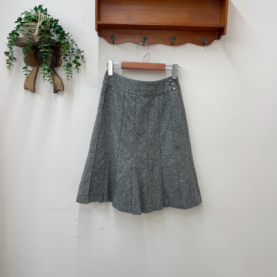 빈티지 그레이 울 플레어 미디 스커트 상품이미지2
