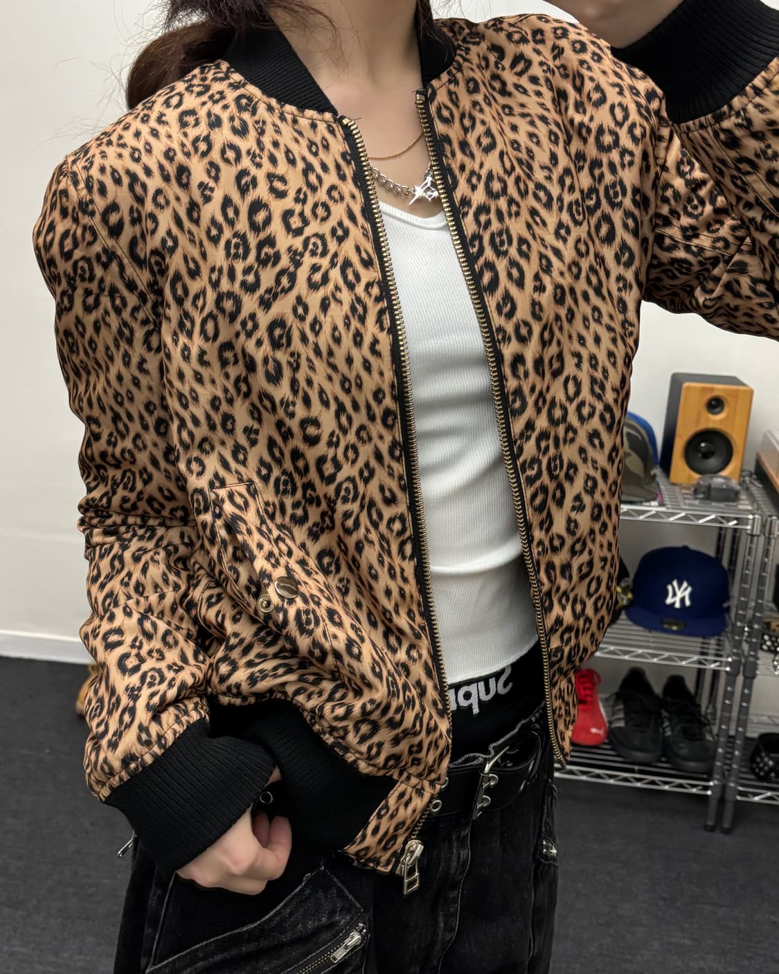 올드 빈티지 레오파드 블루종 자켓 상품이미지1