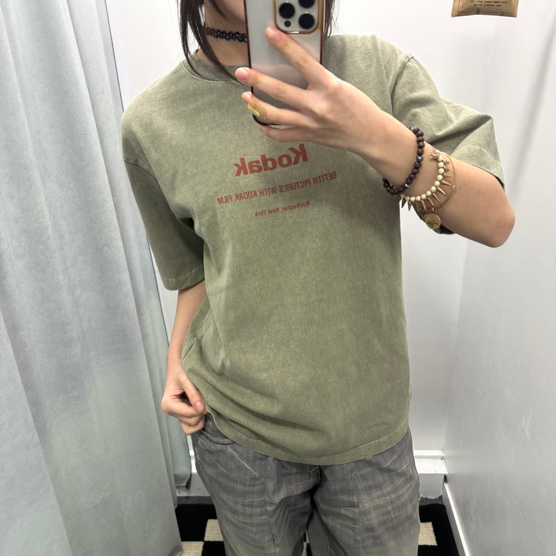 코탁 카키 반팔티 상품이미지2