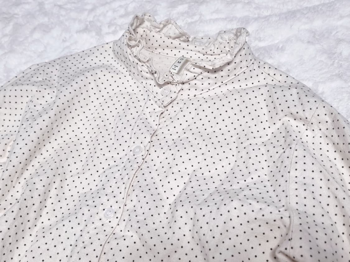 여성 도트 빈티지 블라우스 셔츠 아이보리 상품이미지6