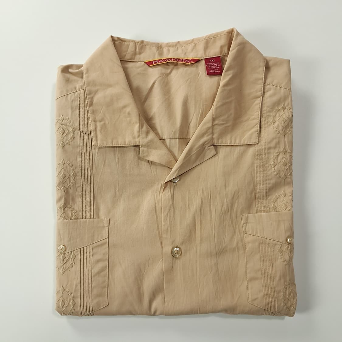 CK188 2XL 하바네라 00s 베이지 4포켓 과야베라 반팔 셔츠 남 상품이미지7