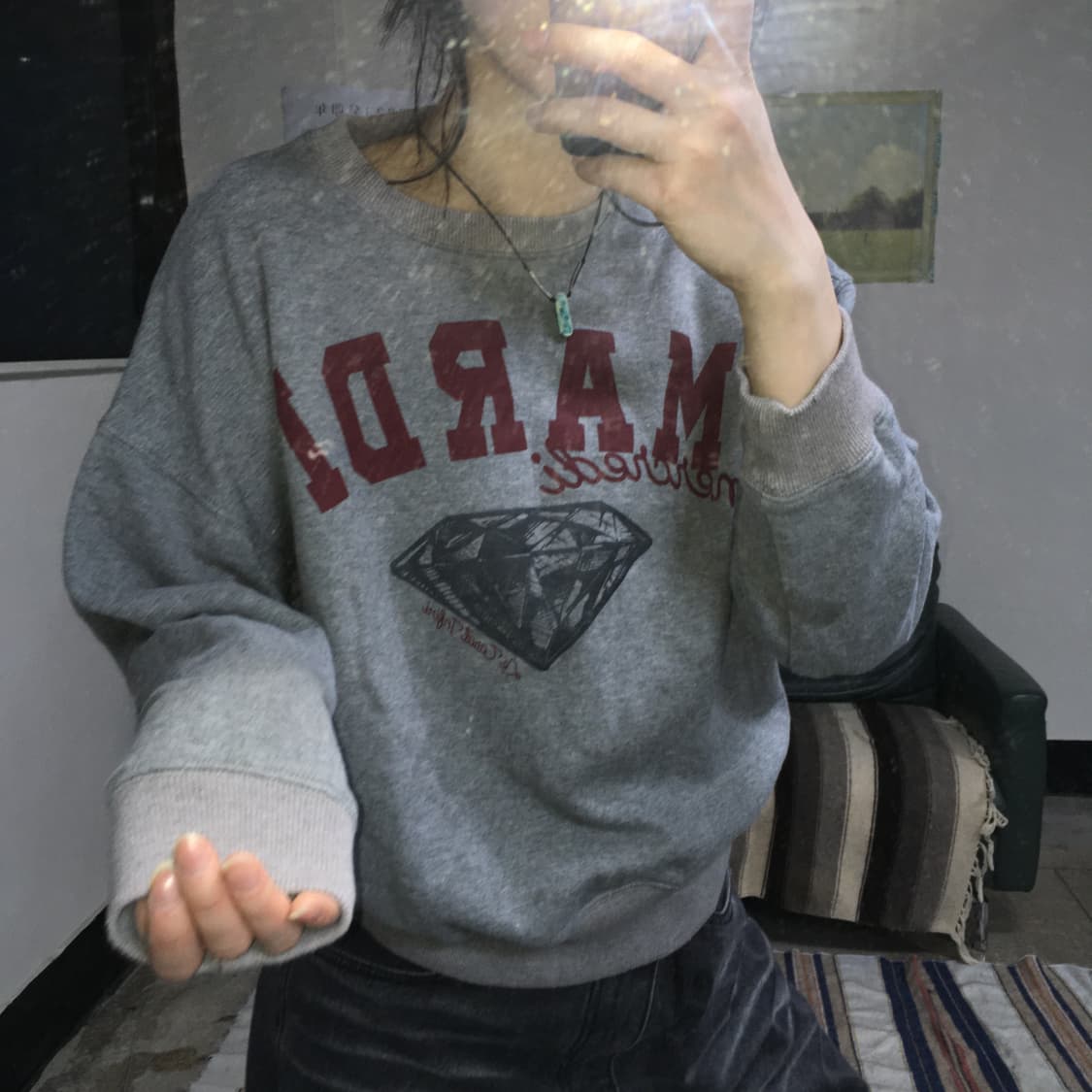 투티/0402 mardi mercredi 맨투맨 프린팅 로고 배색 상품이미지1