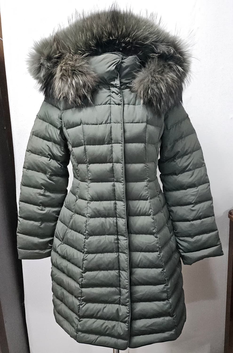 르샵  후드 퍼 다운 롱 패딩 카키색  XS  80 상품이미지1