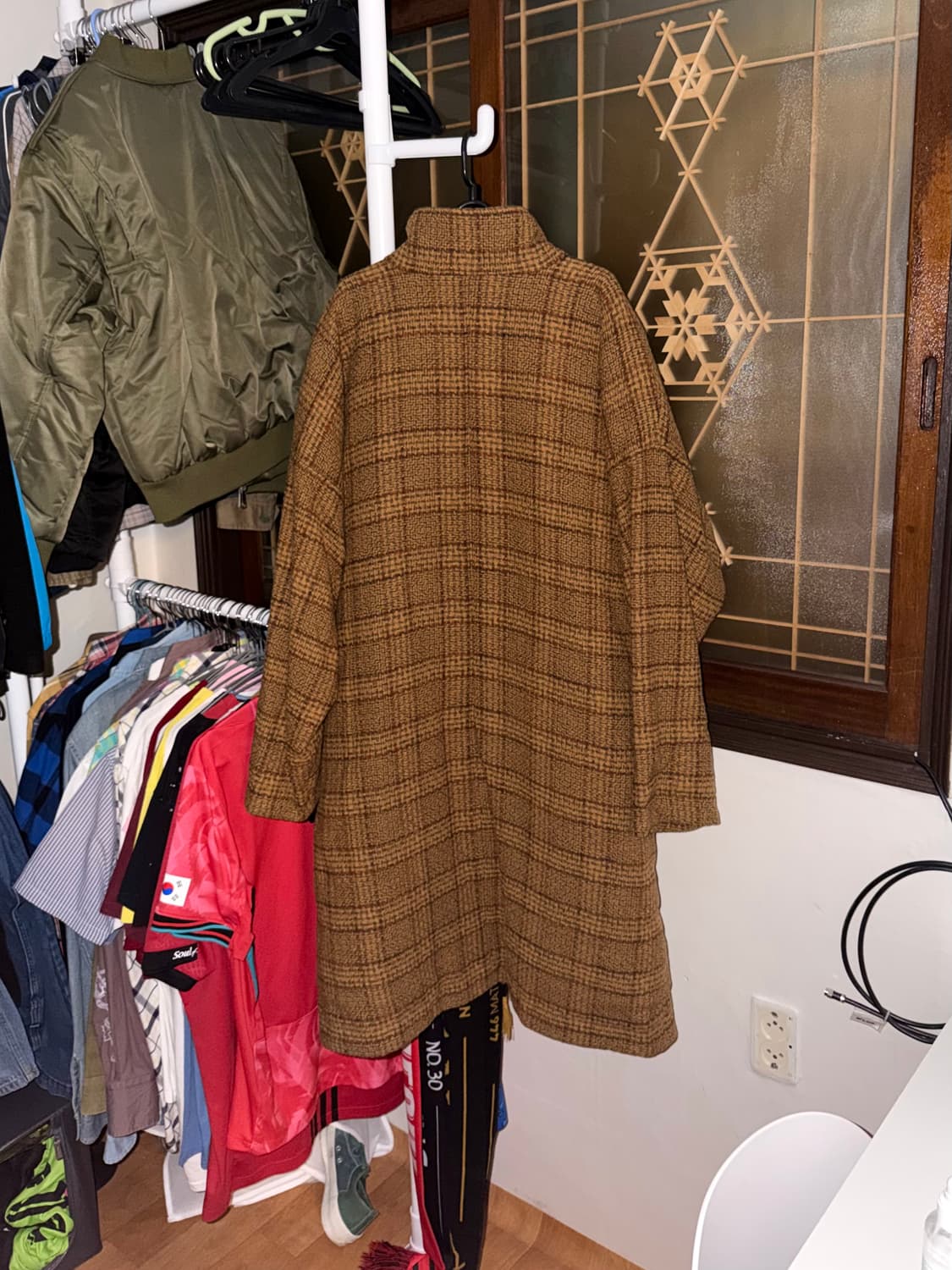 [새상품] 암피스트 울 체크 코트 브라운 상품이미지3