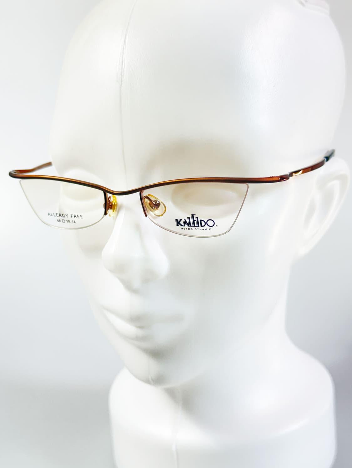 90s KALEIDO 브론즈 반무테 스퀘어 메탈 빈티지 안경 상품이미지8