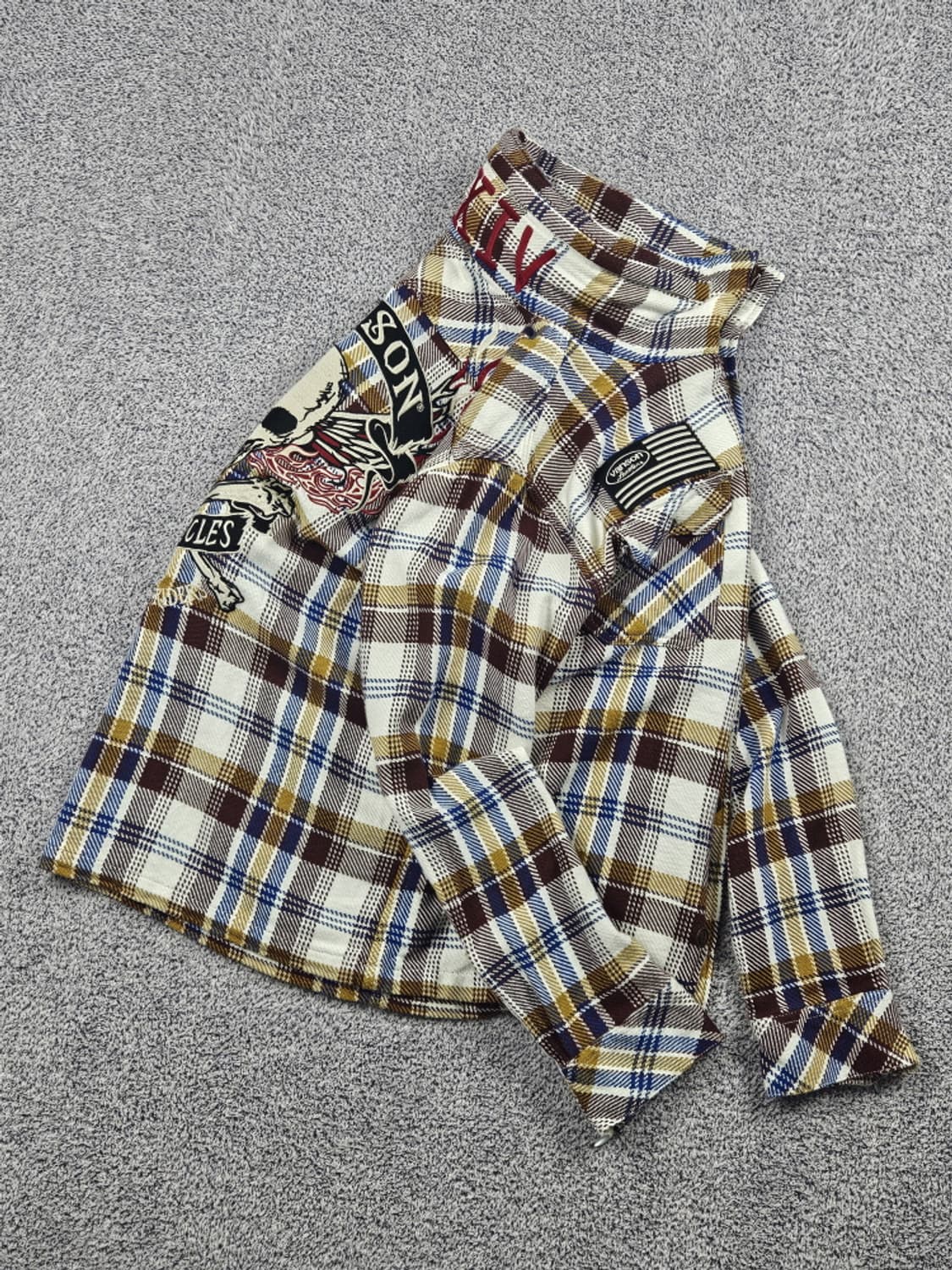 밴슨 볼륨넥 윙휠 플란넬 체크 셔츠 자켓 ( L ) / 10064 상품이미지5