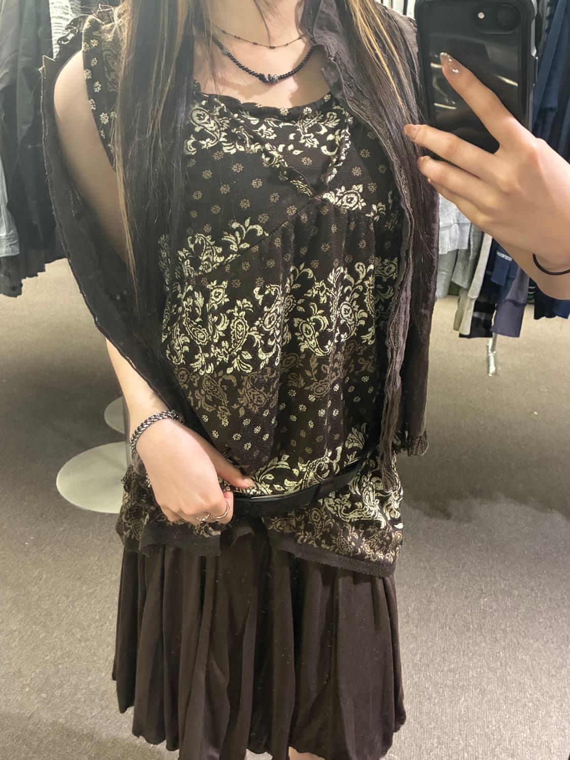 M)Japanese vintage 여성 페이즐리 패턴 슬리브리스 상품이미지9