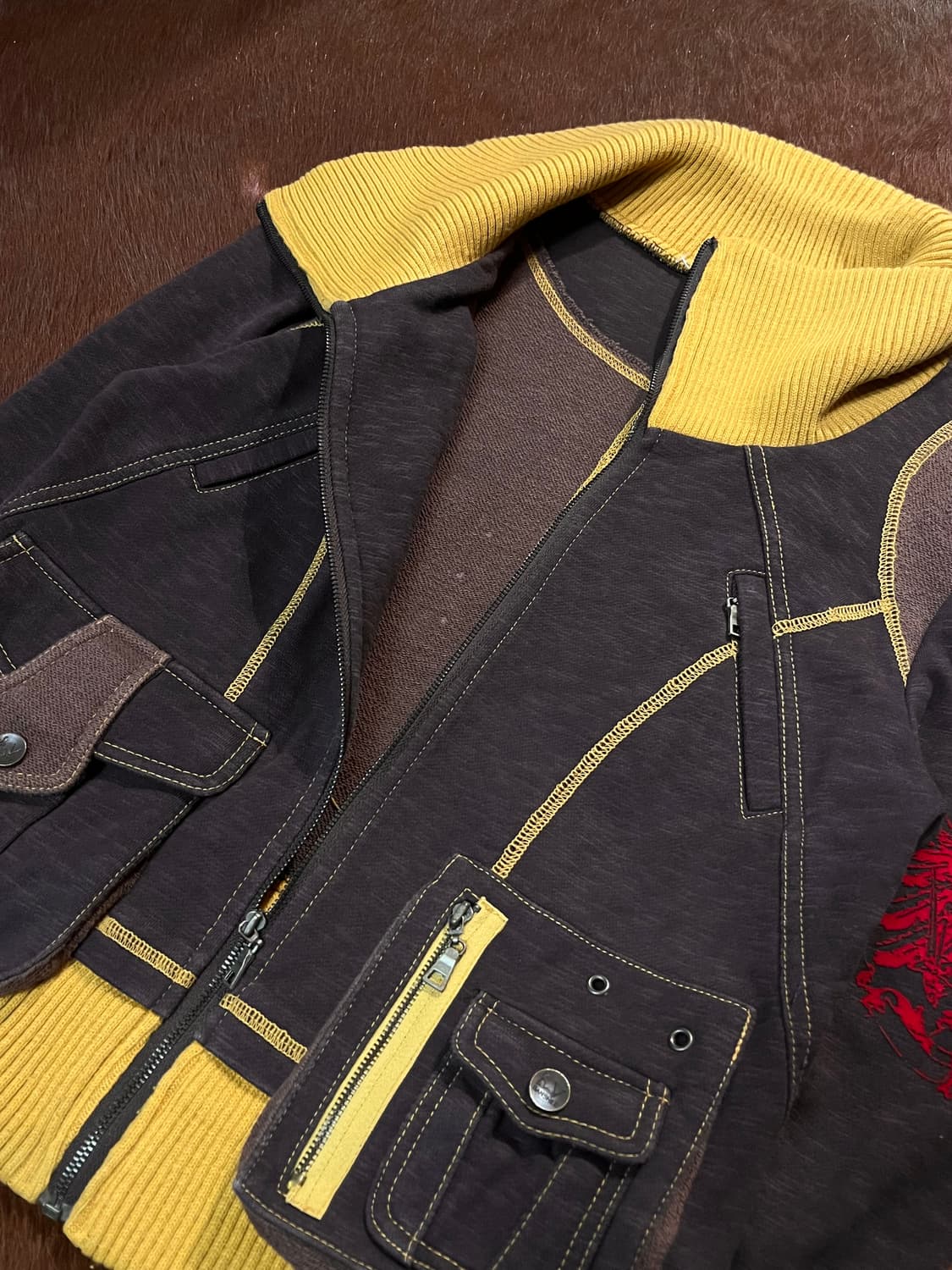 빈티지 하이넥 배색 자켓 상품이미지7