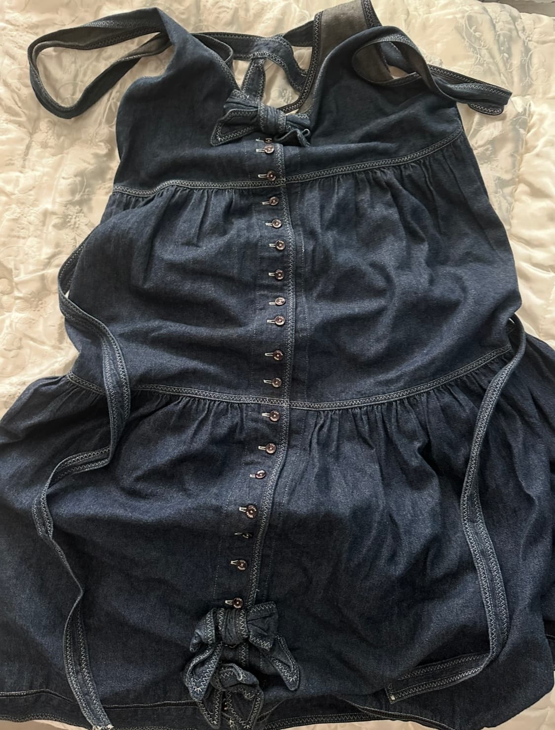 ribbon denim one-piece 상품이미지1