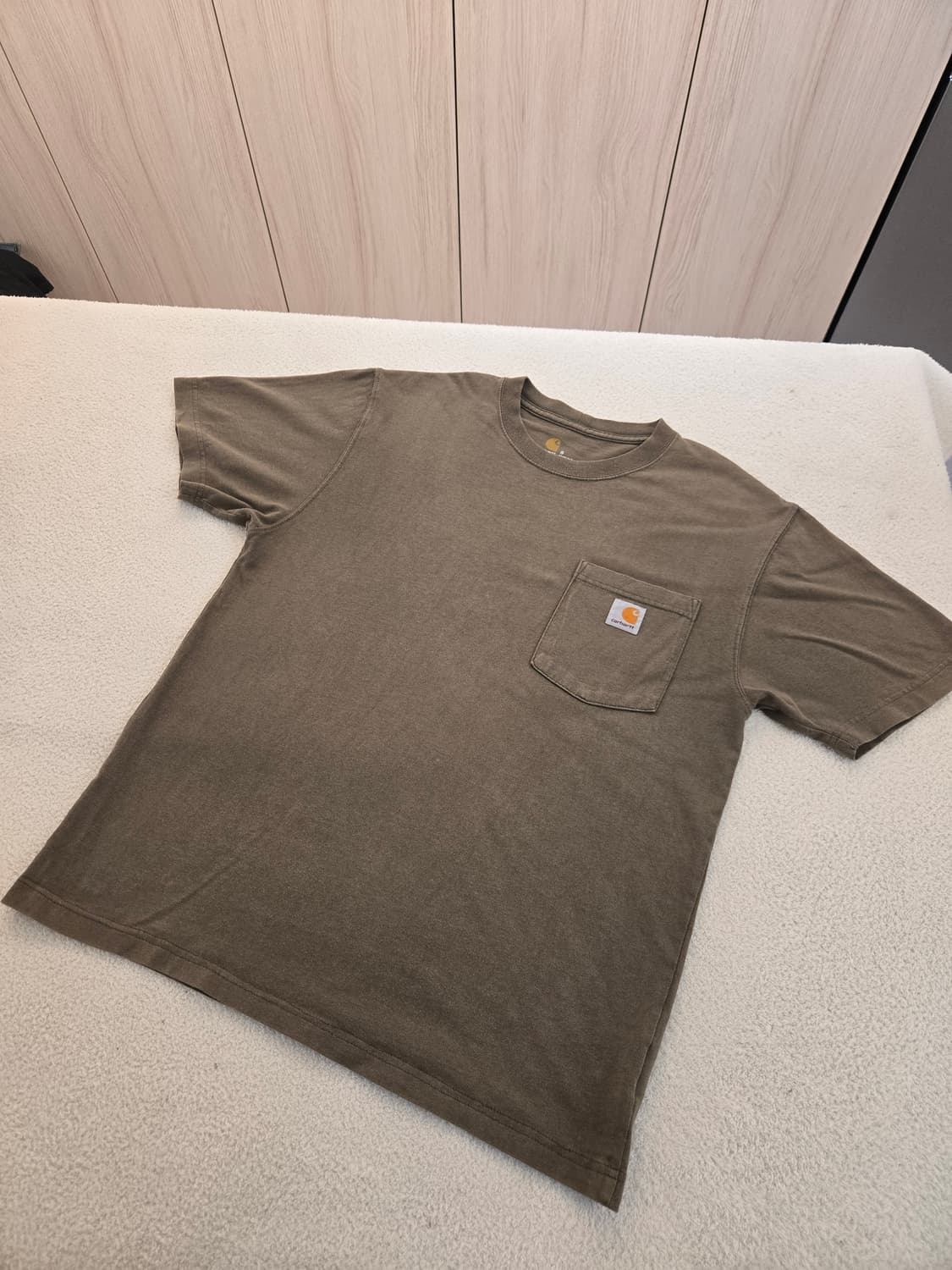 맛있게 익은 칼하트 포켓 반팔 티셔츠 카키 S 상품이미지1