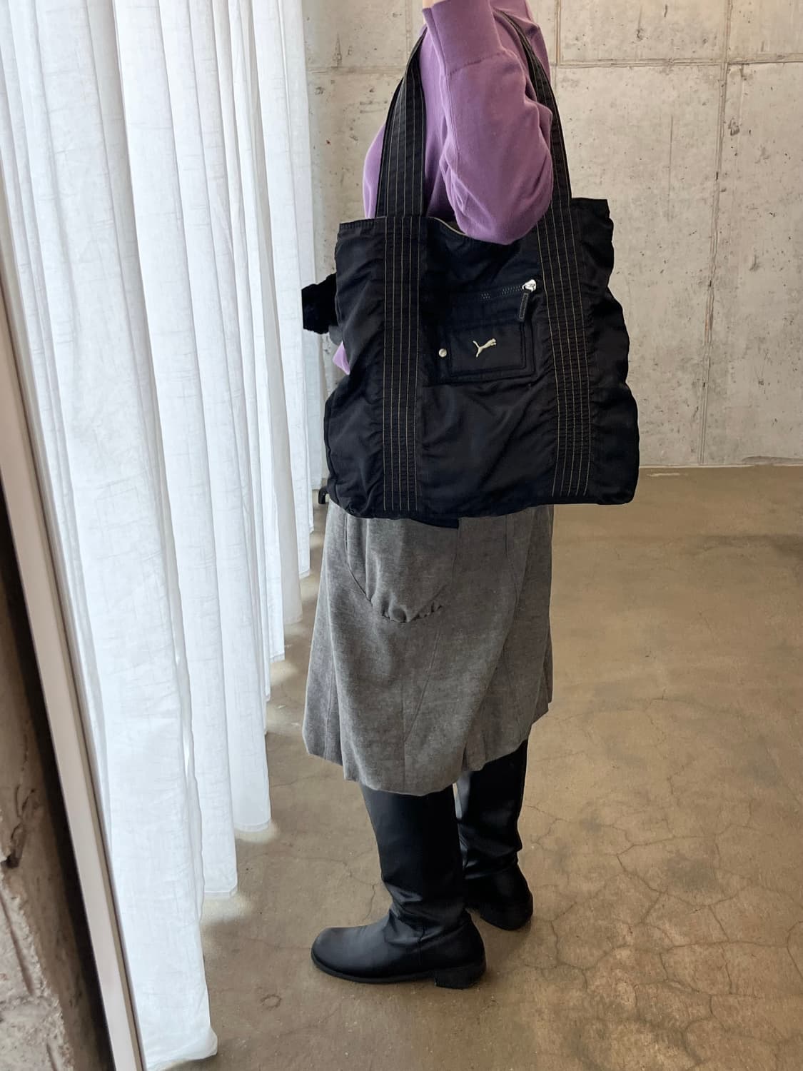 00s PUMA 스티치 나일론 백 블랙 상품이미지3