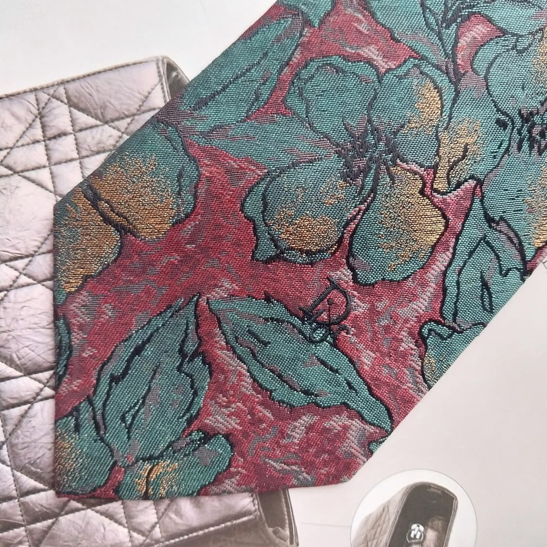 크리스찬 디올 그린 플로럴 패턴 넥타이 9.1cm A+~A등급 K2567 상품이미지5