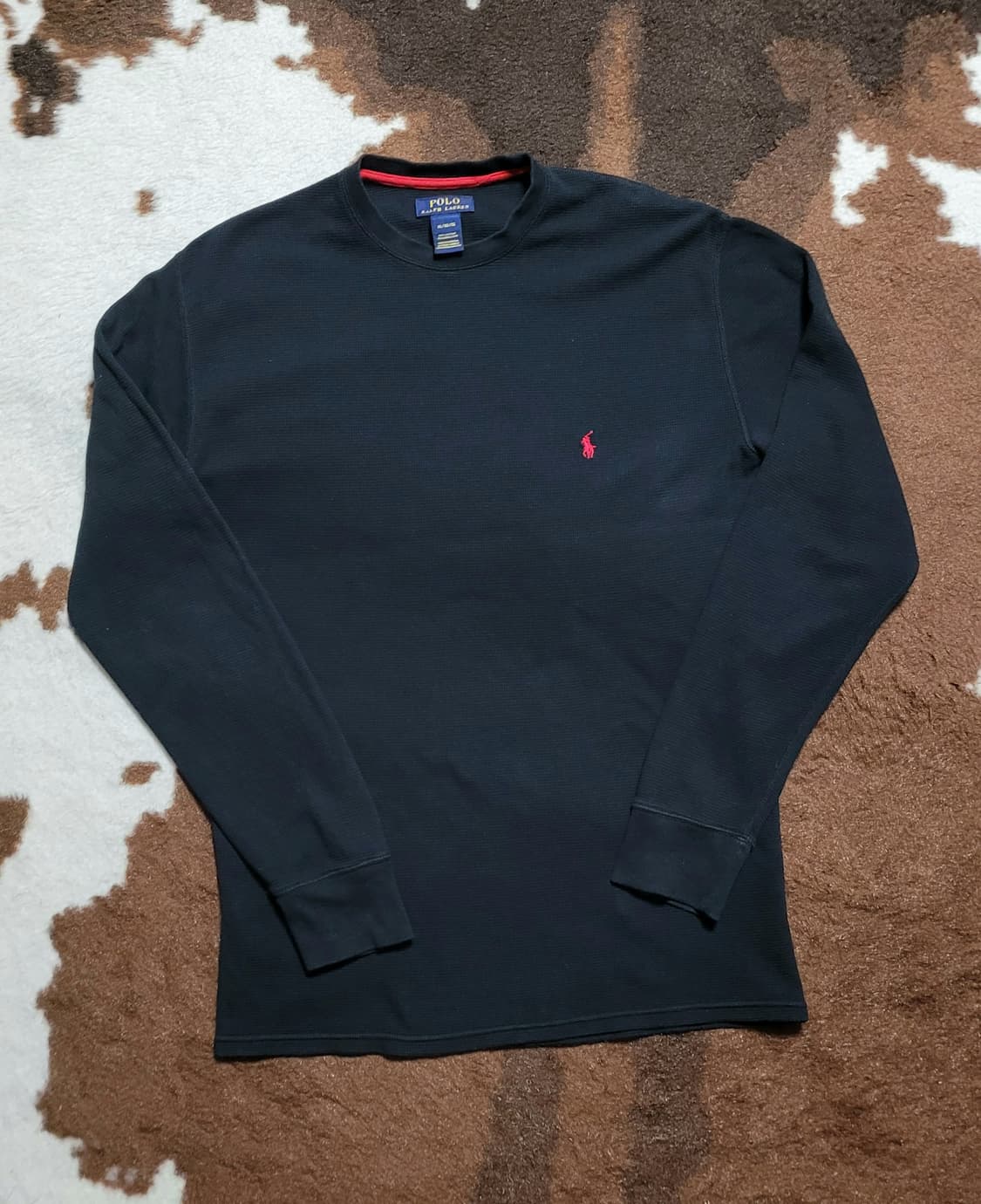 폴로 랄프로렌 남성용 블랙 와플 라운드 긴팔 티셔츠(XL) 상품이미지6