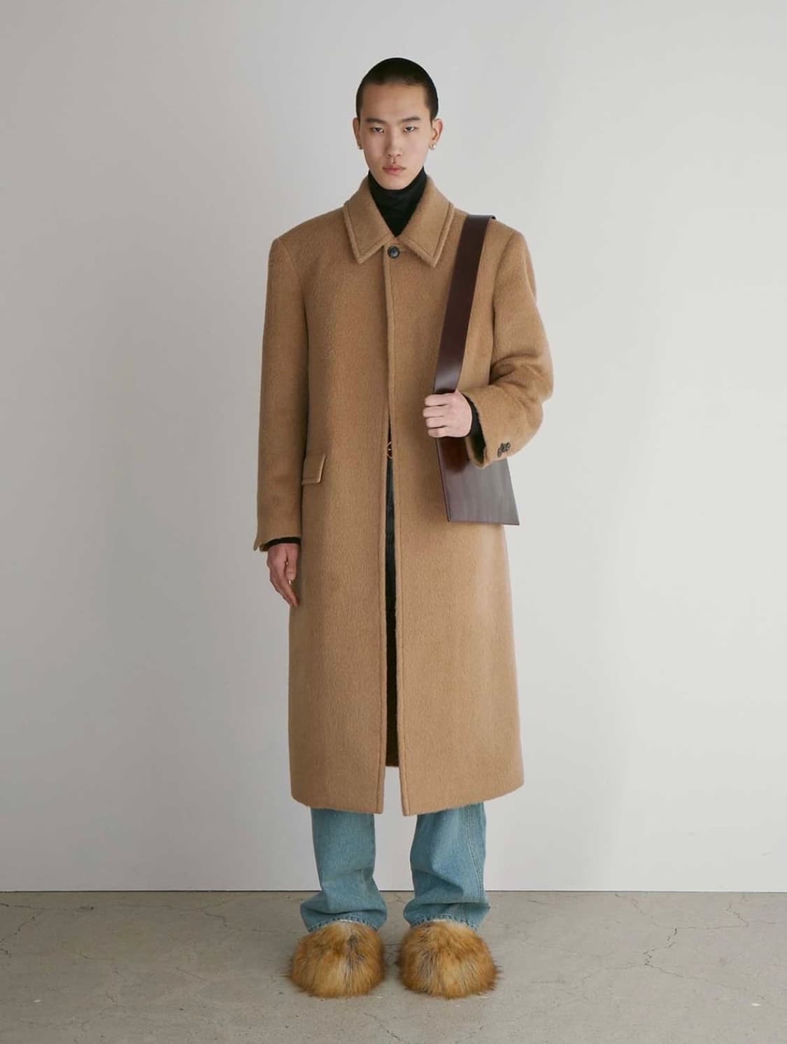 렉토 FW 라마 울 블렌드 발마칸 코트 오커 상품이미지2