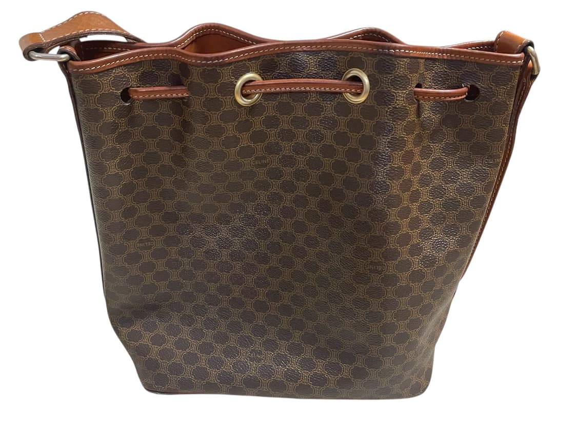 셀린느 빈티지 드로스트링 버킷백 브라운 트리오페 크로스백 마카담 캔버스 상품이미지3