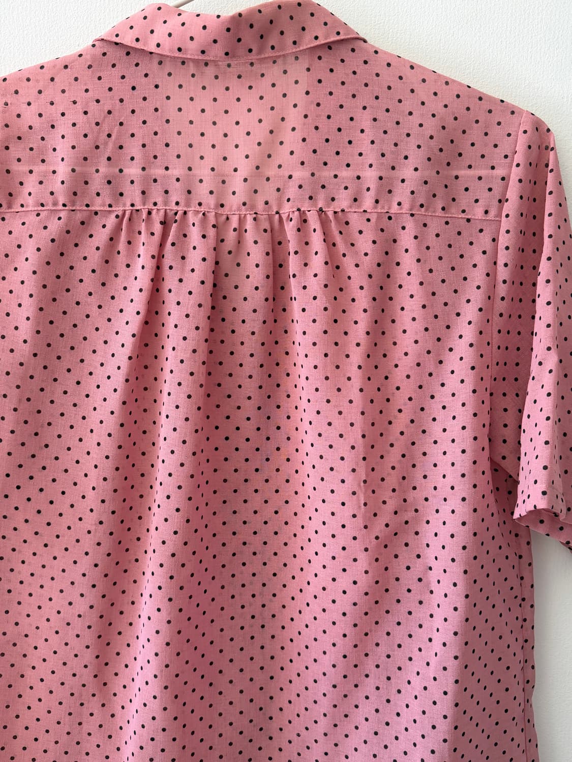 빈티지 핑크 셔츠 반팔티 도트 단추 블라우스 상품이미지5