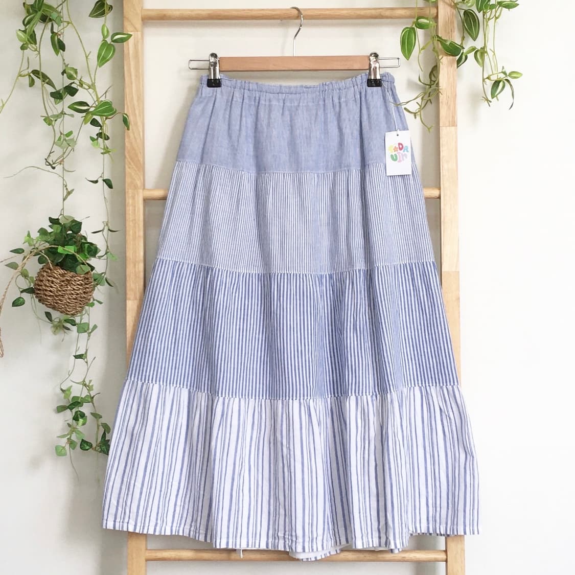 JPN/ 모리걸롱스커트 모리룩스커트 패치워크스커트 스트라이프 캉캉롱스커트 상품이미지1