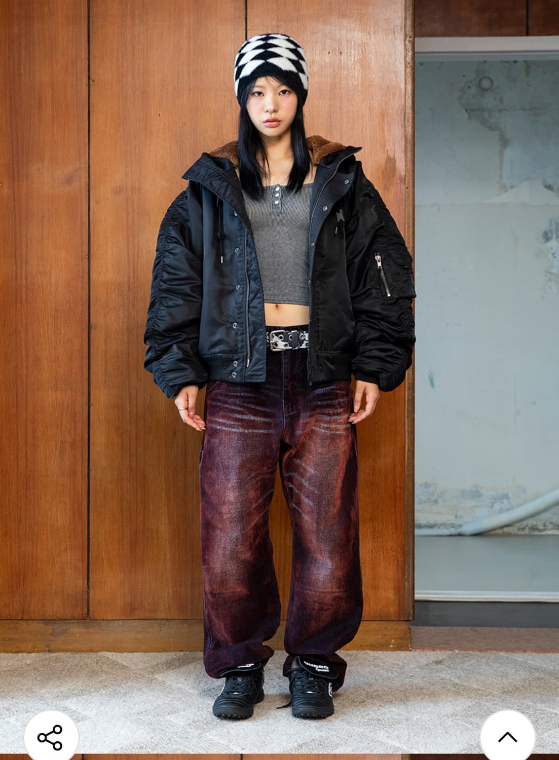 글랙 GJ107 리워크 N2B 나일론 숏 파카 (BLACK) 상품이미지2