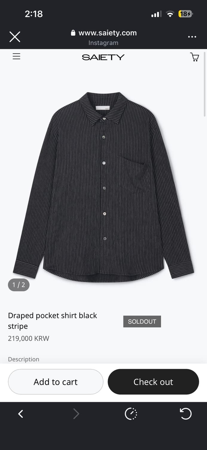 saiety Draped pocket shirt (M) 상품이미지2