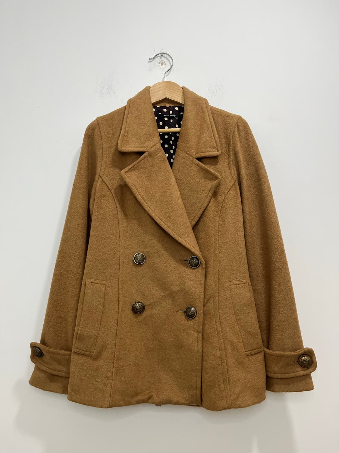 일본 빈티지 one way 모리걸 더블 버튼 카라 숏코트 상품이미지6