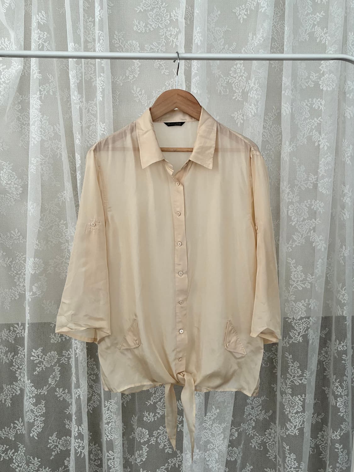 42) 마시모두띠 실크 100 블라우스 베이지 상품이미지3