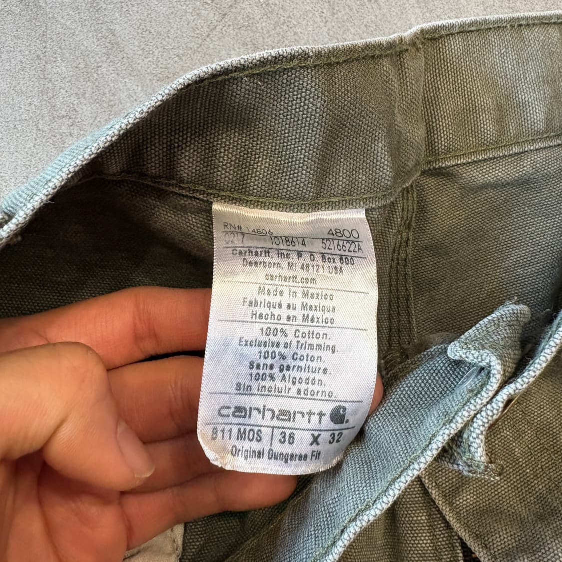 칼하트 오리지널 모스 그린 카펜터 팬츠 바지 상품이미지10
