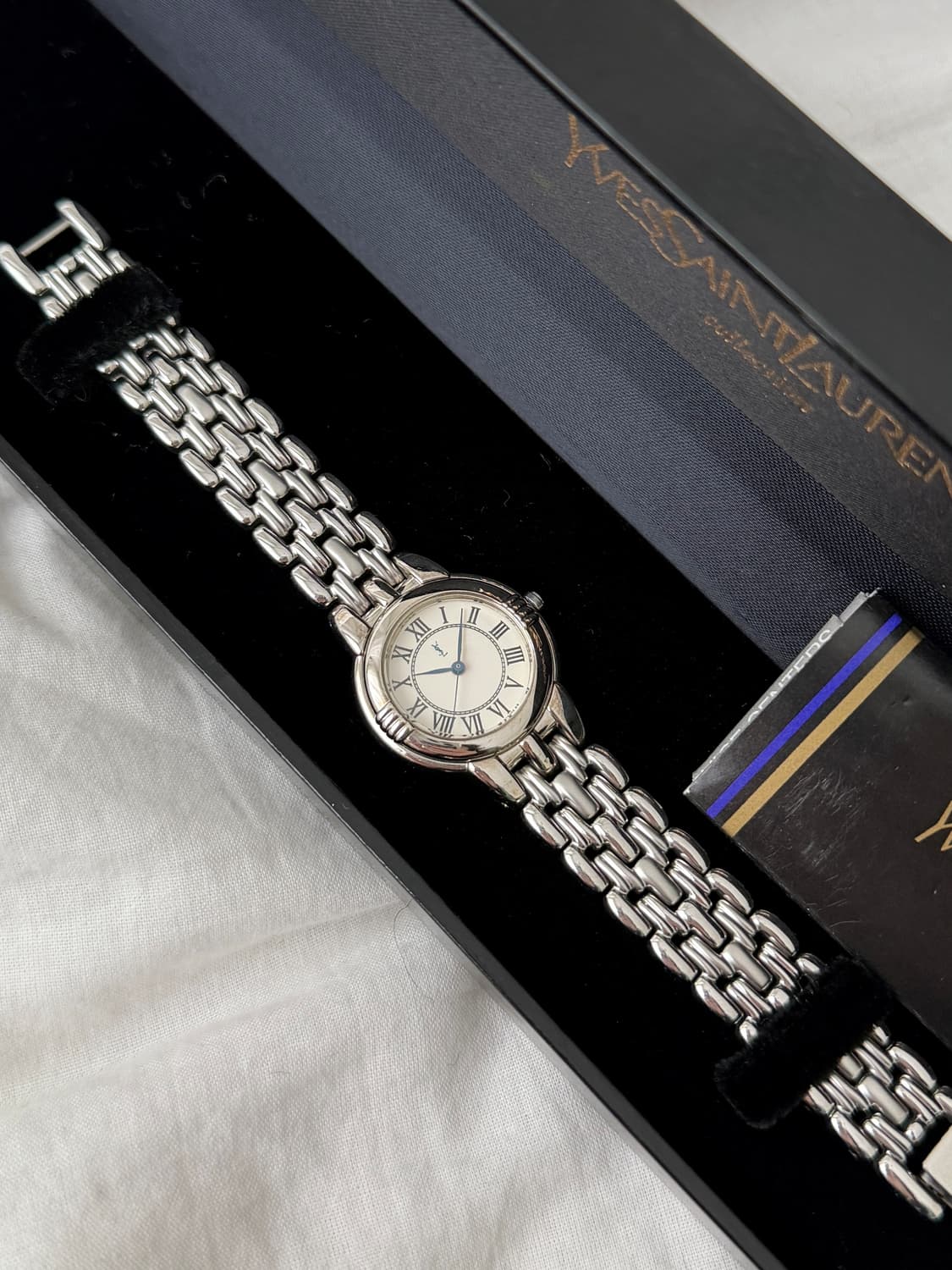 [YSL] Round blue hands metal watch 상품이미지1