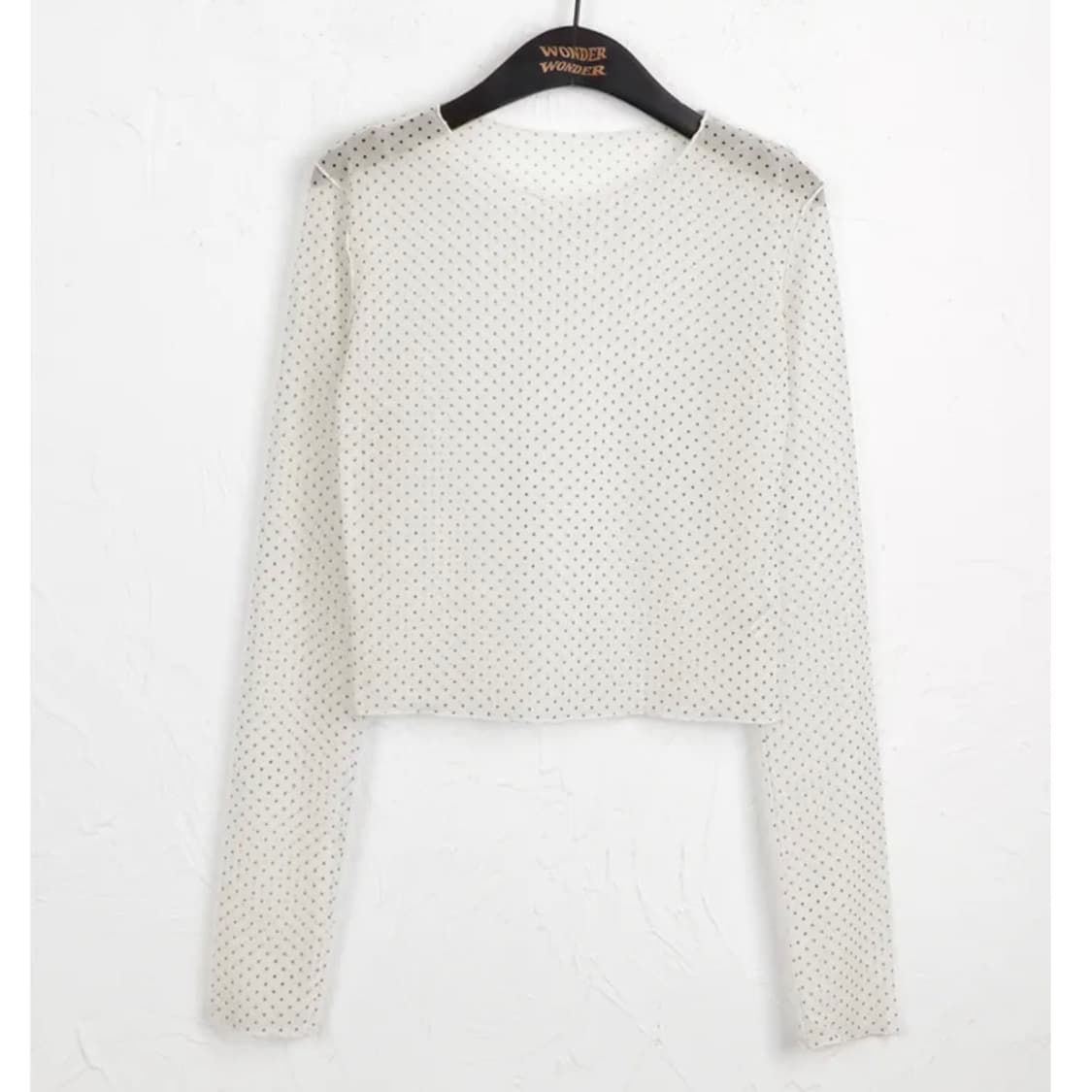 원더원더 도트 시스루 레이어드 이너 긴팔 티셔츠 아이보리 상품이미지1