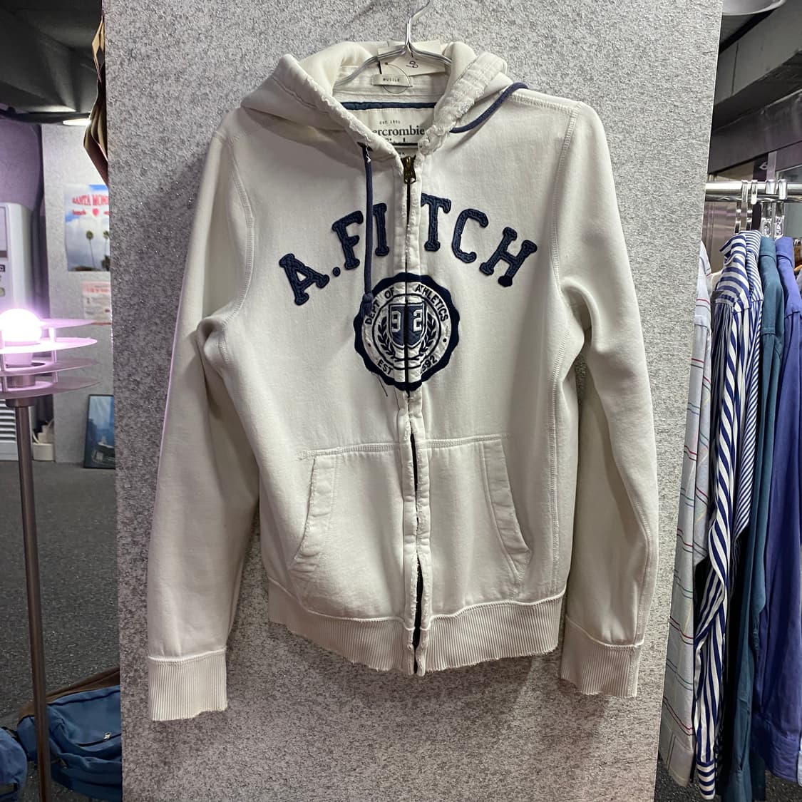 아베크롬비 아치로고 라운드 화이트 후드집업 B4651 상품이미지2