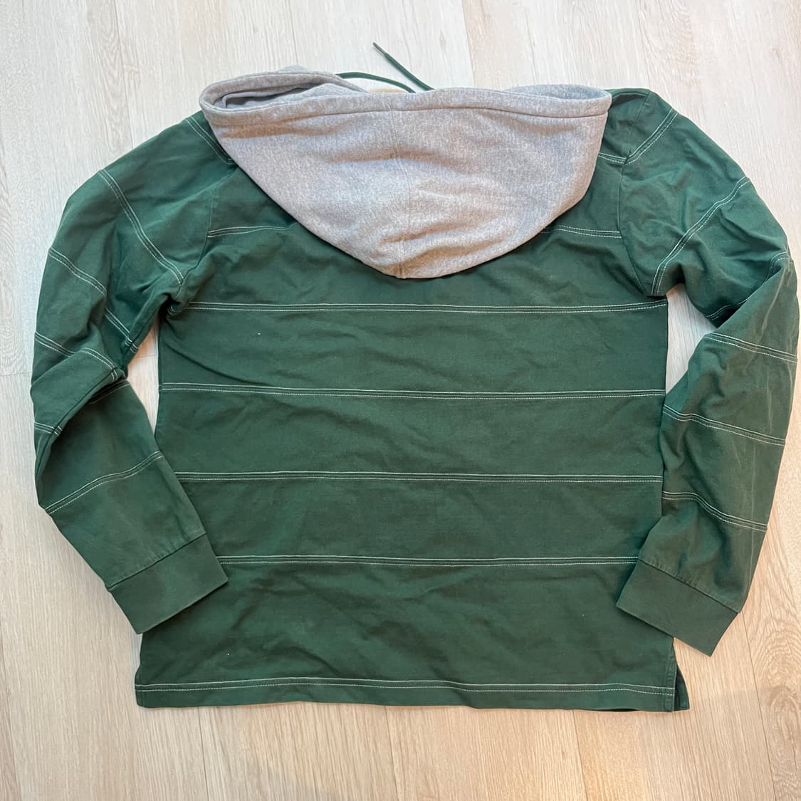 스투시 그린 스트라이프 후드 헨리넥 티셔츠 L사이즈 상품이미지4