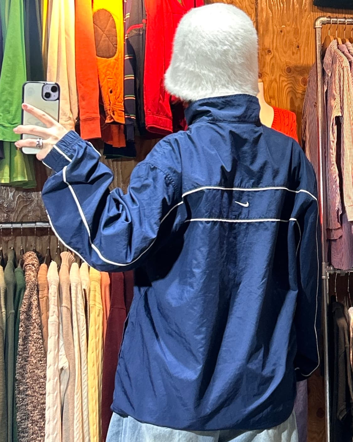 M 나이키 스우시 올드스쿨 사이드라인 화네이비 바람막이 상품이미지2