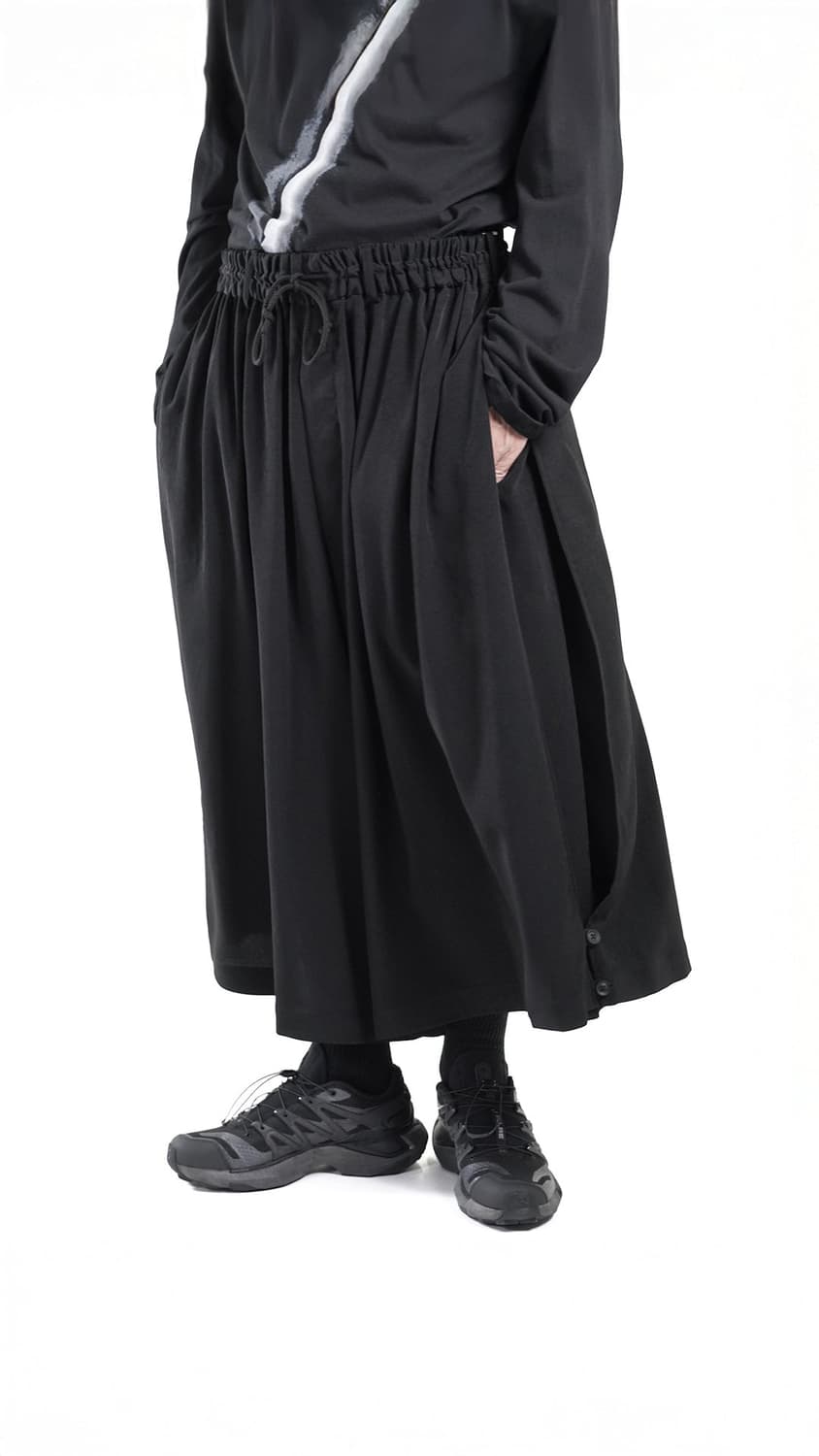 새상품 요지야마모토 박스 플리츠 와이드팬츠 3size 상품이미지1