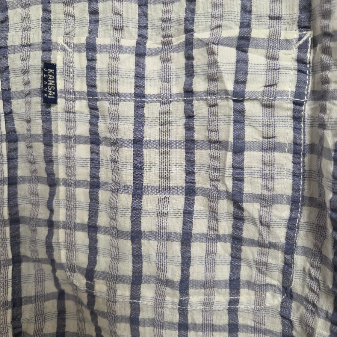 Kansai Jeans 린넨 반팔 체크 셔츠 L(100) 상품이미지3