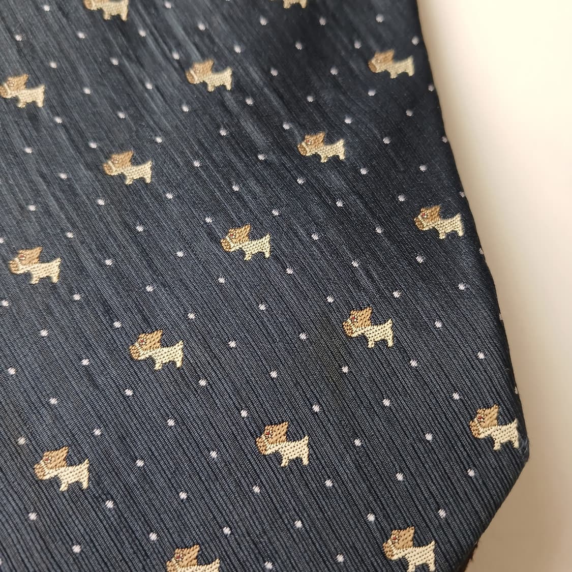 아쿠아스큐텀 실크 강아지 모티브 넥타이 9.2cm A등급 A19776 상품이미지9