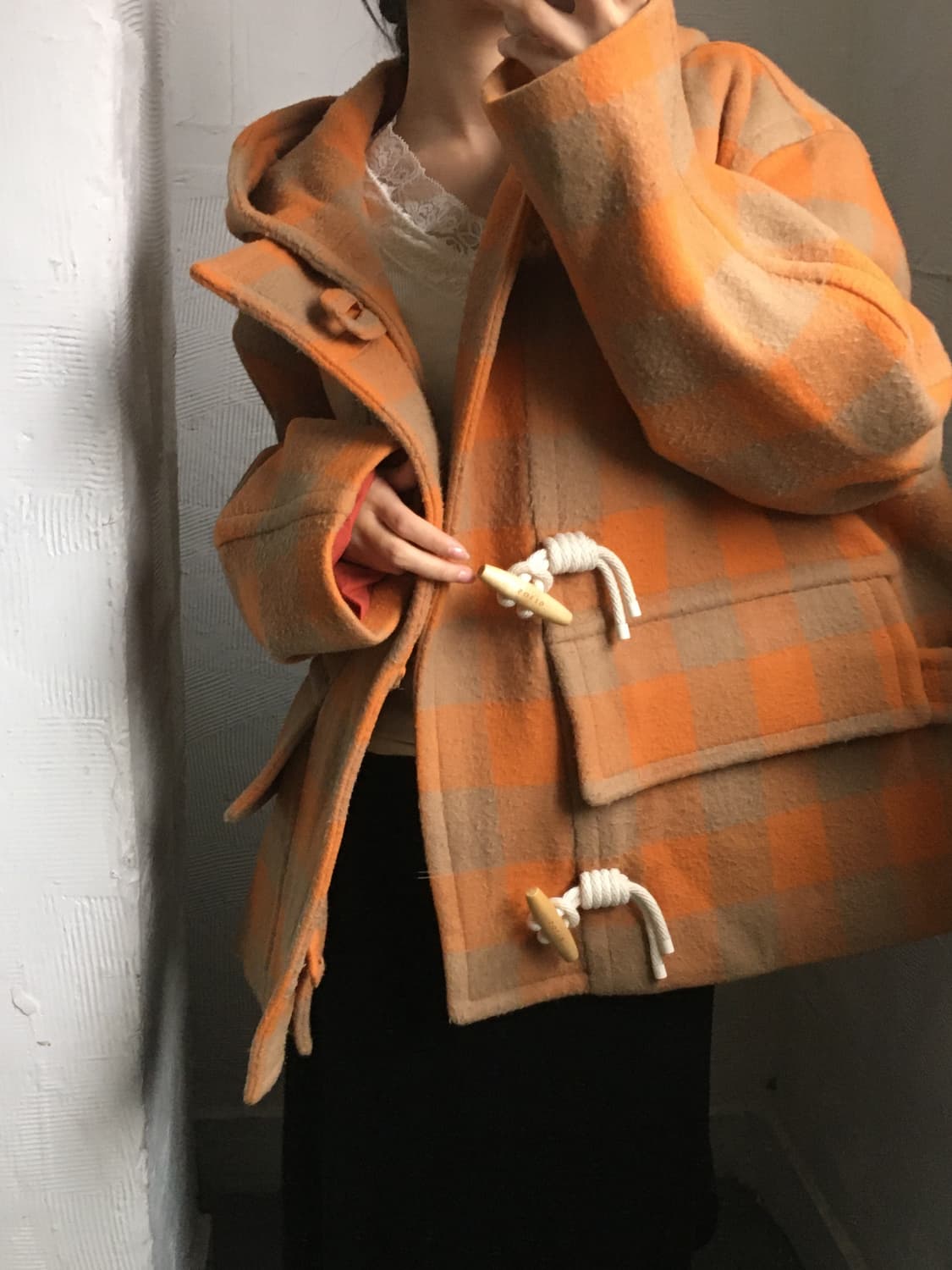 Solid Homme 솔리드 옴므 체크 숏 더플코트  상품이미지1