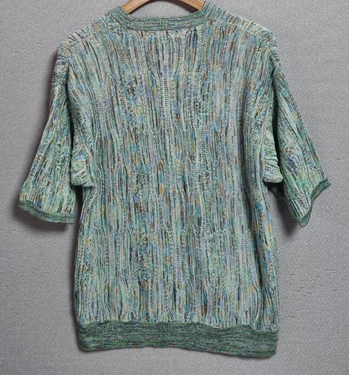 실측 M (95) 일본 빈티지 쿠지st 케이블 니트 반팔 상품이미지2